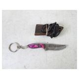 2.25" Damascus MHS Cutlery Keychain Sheath Knife