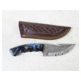 4" Drop Point Damascus MHS Cutlery Sheath Knife -