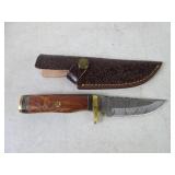 4" Damascus Blade MHS Cutlery Sheath Knife -