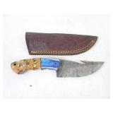 4" Drop Point Damascus MHS Cutlery Sheath Knife -