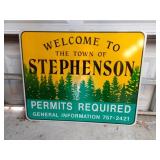 "Welcome to the Town Of Stephenson" Metal Road