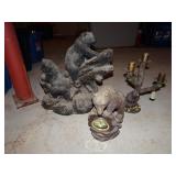 Lot of Bear Dï¿½cor - Metal Clock Candlestick &