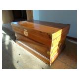 Vintage Shellac Brass Accent Wood Trunk Chest