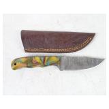 4" Damascus Blade MHS Cutlery Sheath Knife -