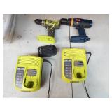 Lot of 2 Ryobi Drills with Chargers & x1 Battery