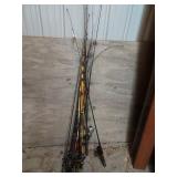 Large Assortment of Fishing Rods with Reels