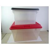Lot of 2 Lidded Storage Totes