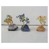 Lot of 3 Small Mineral Decorative Wire Tree Art