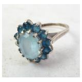 Sterling Silver 925 Blue Stone Size 7 Ring