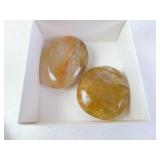 Pair of Golden Quartz Healing Palm Stones