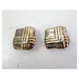 Large Size Sterling Silver Woven Pattern Clip On
