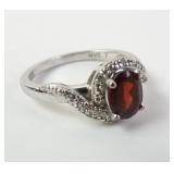 Sterling Silver 925 Garnet Size 7 Ring 2.72 gtw