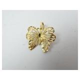 14K Yellow Gold Filigree Butterfly Pendant 0.88
