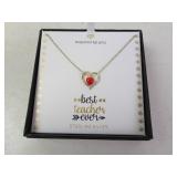 Sterling Silver "Best Teacher Ever" Apple Heart