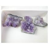 Lot of 4 Amethyst Crystal Geode Specimens