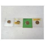 Lot of 4 US Wheat Pennies in Slabs