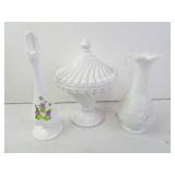 Lot of 3 Vintage Milk Glass Pieces