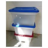 Lot of 3 Lidded Storage Totes with Lids