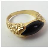 14K Yellow Gold Marquis Onyx Size 7 Ring 4.04 gtw
