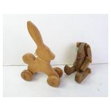 Lot of 2 Vintage Wood Rabbit Toys