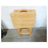 Wood TV Trays on Rack
