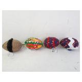 Lot of 4 Amish Art Cloth Wrapped Eggs