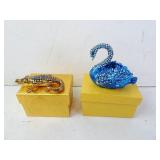 Lot of 2 Yu Feng Enameled Jewelry Trinket Boxes -