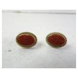 Gold-Filled Oval Goldstone Screwback Earrings