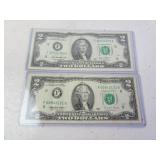 Lot of 2 U.S. $2 Federal Reserve Notes