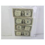 Lot of 4 U.S. Silver Certificate $1 Notes