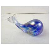 Vintage Whale Iridescent Art Glass Paperweight