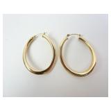 14k Yellow Gold Oblong Hoop Earrings 2.17gtw