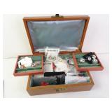 Lot of Costume Jewelry in Jewelry Box - Box has
