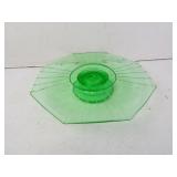 Antique Uranium Glass Pedestal Cake Platter 10.5'