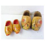 Lot of 2 Pairs Small Wooden Souvenir Dutch Clogs