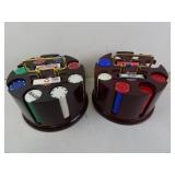 Lot of 2 Poker Chips & Cards Sets on Stand