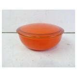 Vintage Orange Transfer Glass Bowl with Lid