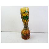 Vintage Amber Glass Small Oil Lamp with Faux