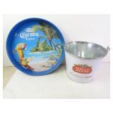 Corona Metal Beer Tray with Stella Artois Bucket