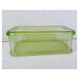 Antique Uranium Glass Butter Dish with Cover