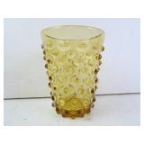6' Tall Vintage Amber Hobnail Glass Vase