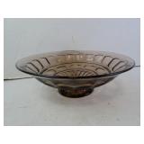 10' Vintage Smokey Glass Centerpiece Bowl