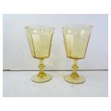 Pair of Vintage Lenox Yellow Glass Goblets