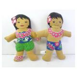 Lot of 2 Vintage Hawaiian Hugables Plush Dolls by