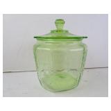 Antique Uranium Glass Cannister With Lid