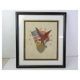 Framed Patriotic Americana Needlepoint - 16x18