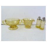 Lot of Antique Etched Federal Glass Amber Madrid
