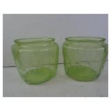 Lot of 2 Antique Uranium Glass Cannisters -