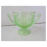 Antique Uranium Glass Two Handle Pedestal Dish