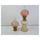 Small Antique Pink Glass Oil Lamp with